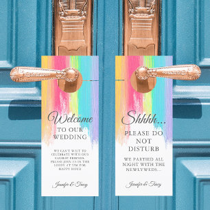 Affichette De Porte Rainbow Mariage Ne Disturb Pas Hotel & Welcome
