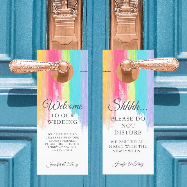 Affichette De Porte Rainbow Mariage Ne Disturb Pas Hotel & Welcome (Créateur téléchargé)