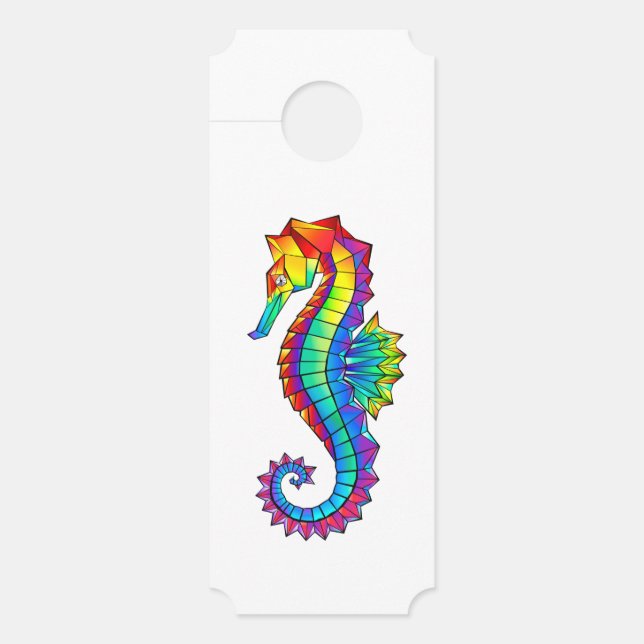 Affichette De Porte Rainbow Polygonal Seahorse (Devant)