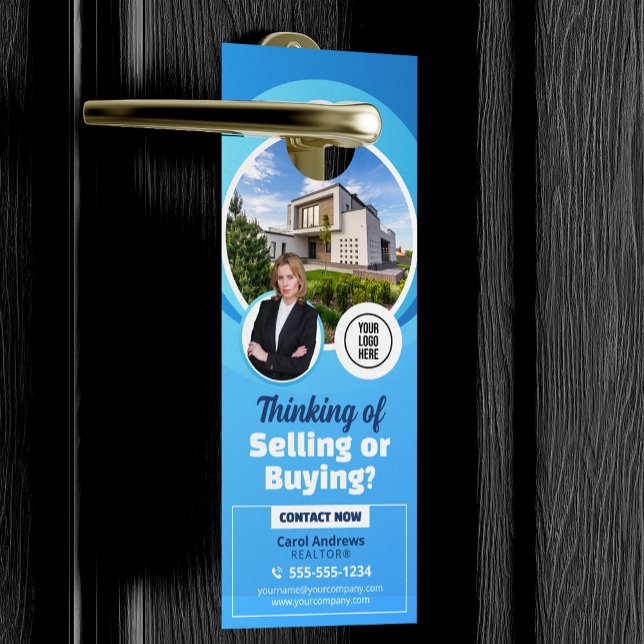Affichette De Porte Rapport du marché immobilier Blue Realtor & Courti (Créateur téléchargé)