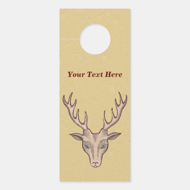 Affichette De Porte Red Outlined Male Deer Head Big Antlers Tan (Devant)