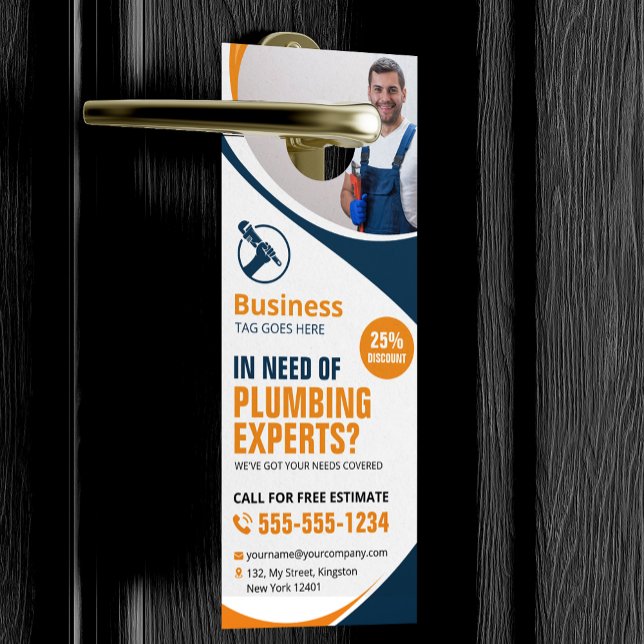 Affichette De Porte Réparation de Plomberie Professionnelle Plombier O (Créateur téléchargé)