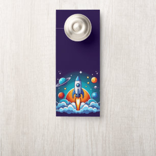 Affichette De Porte Retro, fusée spatiale