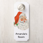 Affichette De Porte Rétro Vintage Jolly Santa Claus de Christmas<br><div class="desc">Un affichette de porte avec une photo festive et rétro. Le vieux Père Noël Jolly avec ses joues rousses et son sourire chaleureux et amical. Un peu de nostalgie de l'ancienne école pour les vieux temps,  cette image rappelle les souvenirs des célébrations du passé de Noël.</div>