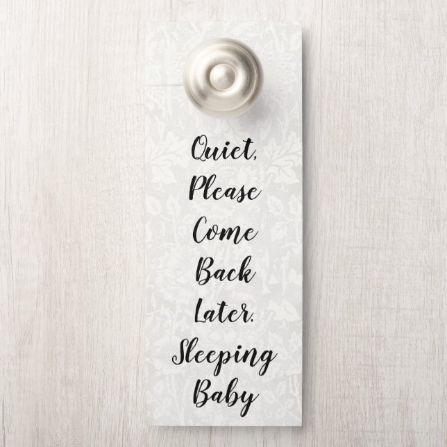 Affichette De Porte Revenez Plus Tard S'Il Vous Plaît. Bébé dormant (Sur le bouton)