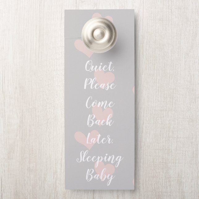 Affichette De Porte Revenez Plus Tard S'Il Vous Plaît. Bébé dormant (Sur le bouton)