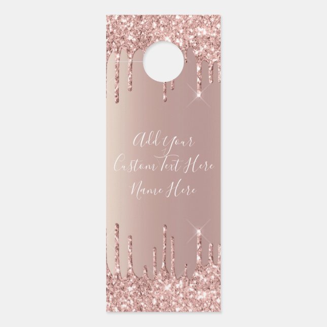 Affichette De Porte Rose Gold Parties scintillant Nom personnalisé Aff (Devant)