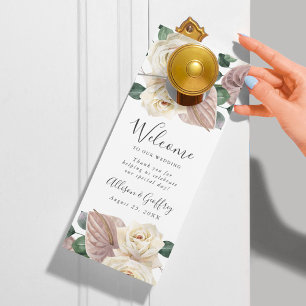 Affichette De Porte Roses et Orchidées Mariage Bienvenue & Ne pas déra
