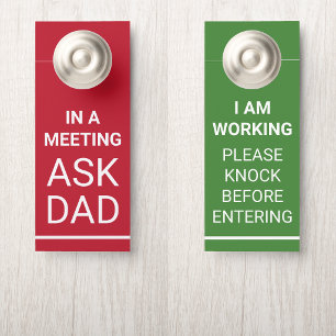 Affichette De Porte Rouge Vert Travail À Domicile Ne Pas Déranger