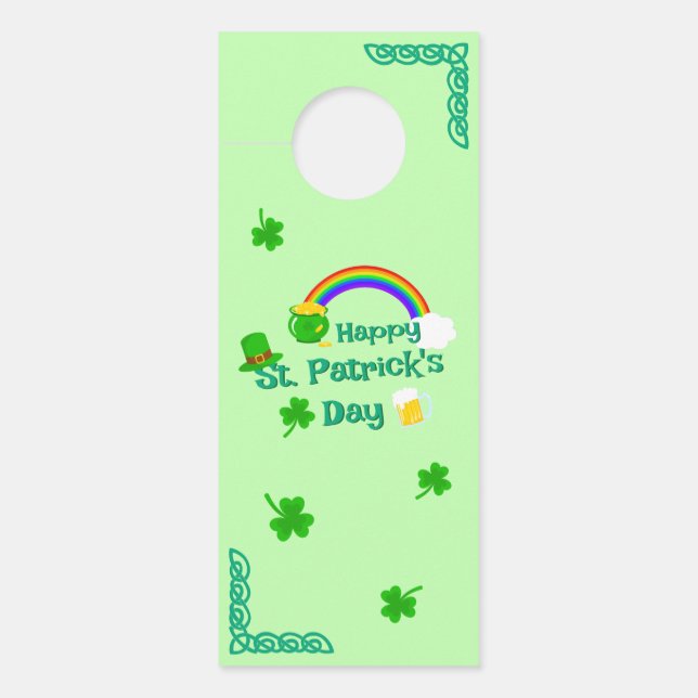 Affichette De Porte Saint Patrick's Day Shamrock Pot of Gold Celtic Kn (Devant)