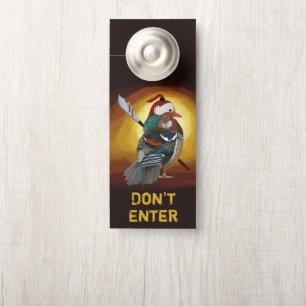 Affichette De Porte Salle de bain de canard guerrier