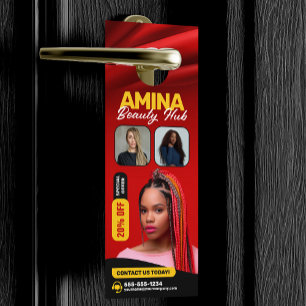 Affichette De Porte Salon de beauté et cheveux roux Braider Coiffeur P