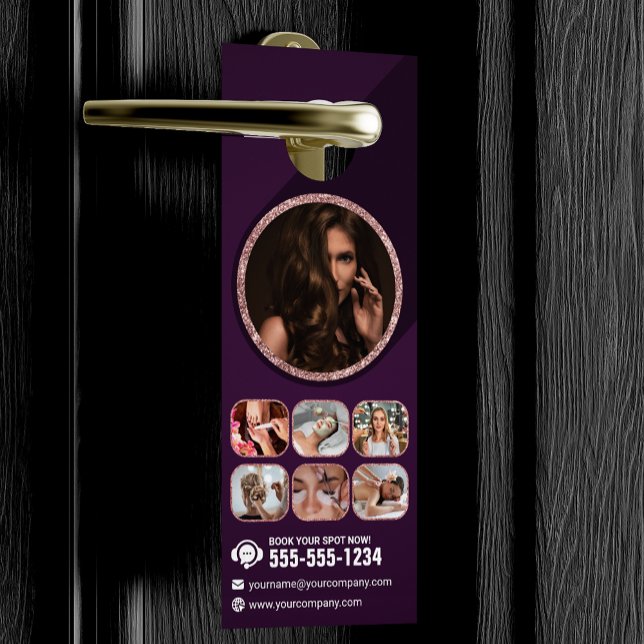 Affichette De Porte Salon de Beauté Rose Gold Chic Coiffure Ongles Maq (Créateur téléchargé)