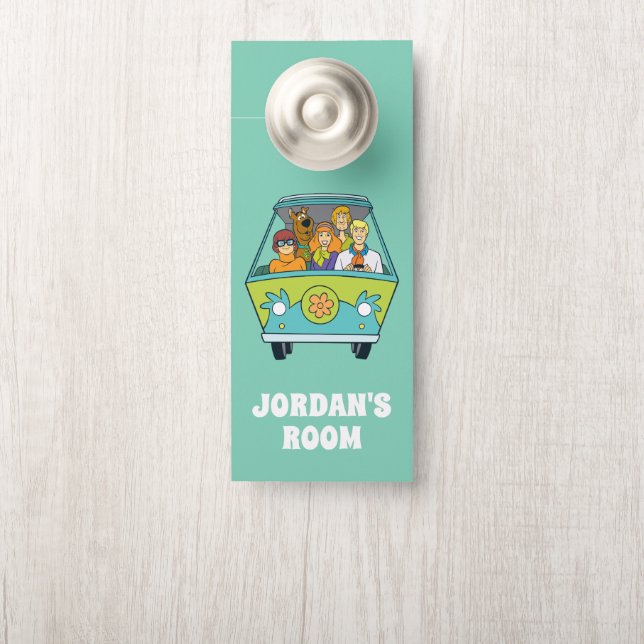 Affichette De Porte Scooby-Doo & Gang Mystery Machine | Ajouter un nom (Sur le bouton)