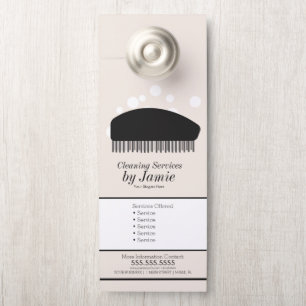 Affichette De Porte Service De Nettoyage Business Bubbles Brosse