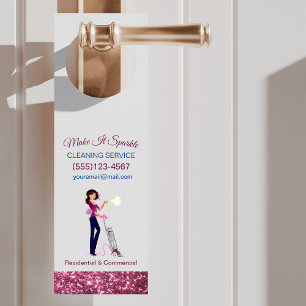 Affichette De Porte Service De Nettoyage De Cartoon Cartoon Sparkle