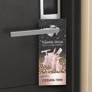 Affichette De Porte Service de nettoyage de la maison Empreinte de léo