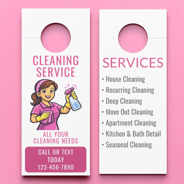 Affichette De Porte Service de nettoyage de maison (Créateur téléchargé)