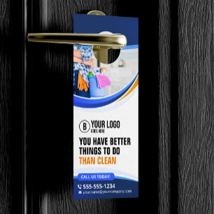 Affichette De Porte Service de nettoyage de maison Blue Orange Femme d