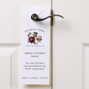 Affichette De Porte Service de nettoyage de maison élégant Floral Busi