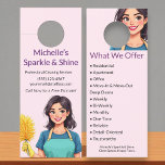 Affichette De Porte Service De Nettoyage De Maison Femme Moderne Rose<br><div class="desc">Faites une première impression polie avec cet affichette de porte de service de nettoyage recto verso en rose doux. Doté d'un caractère gai et d'une liste de services claire,  il est parfait pour le marketing en personne qui construit la confiance et la reconnaissance de marque instantanément.</div>