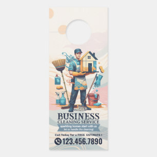 Affichette De Porte Service de nettoyage de maison moderne ménage femm