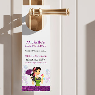 Affichette De Porte Service De Nettoyage Maison Maid De Parties scinti