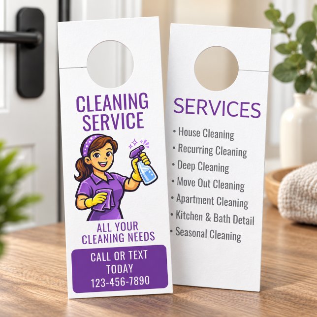 Affichette De Porte Service de nettoyage Maison Violette (Créateur téléchargé)