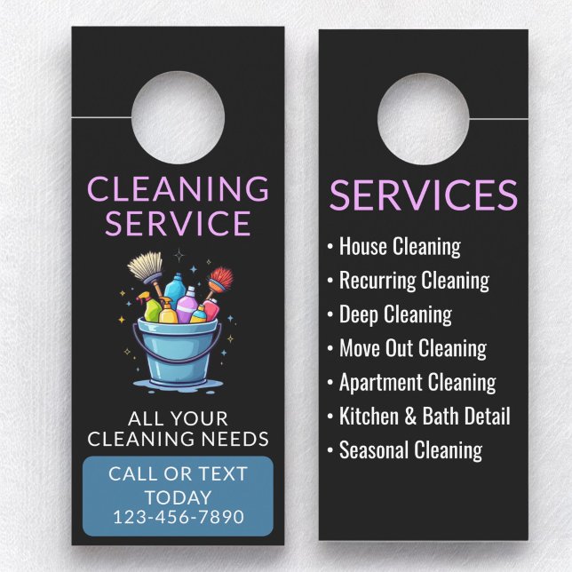 Affichette De Porte Service de nettoyage professionnel de maison (Créateur téléchargé)