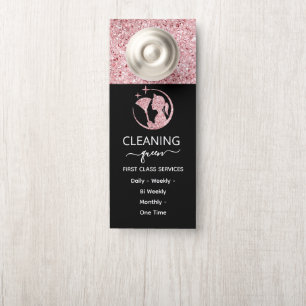 Affichette De Porte Service de nettoyage rose Rose