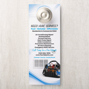 Affichette De Porte Service de réparation de chauffage et de climatisa