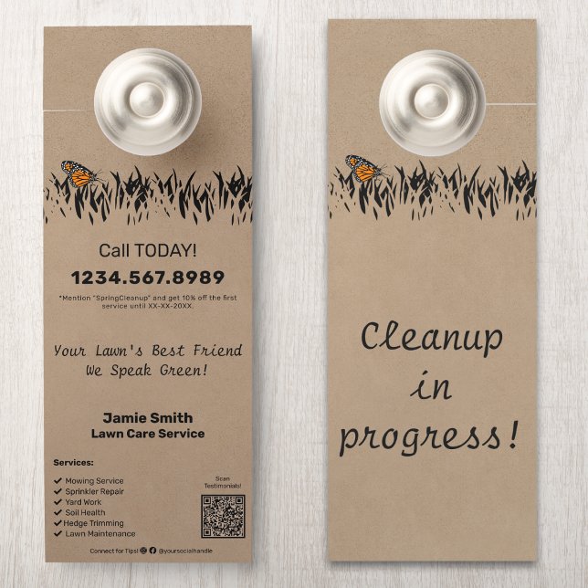Affichette De Porte Service Paysage Promotionnel Personnalisé (Landscaping Service Promotional Custom Door Hanger)