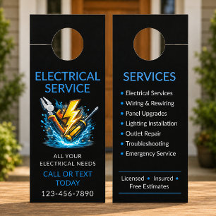 Affichette De Porte Service professionnel d'électricien électrique noi