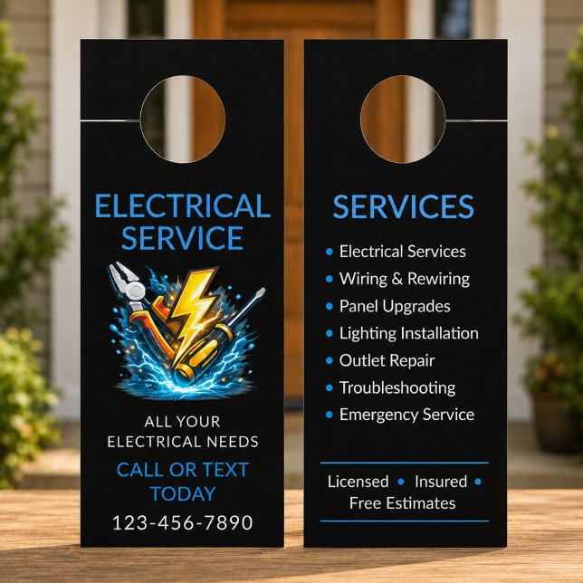 Affichette De Porte Service professionnel d'électricien électrique noi (Créateur téléchargé)