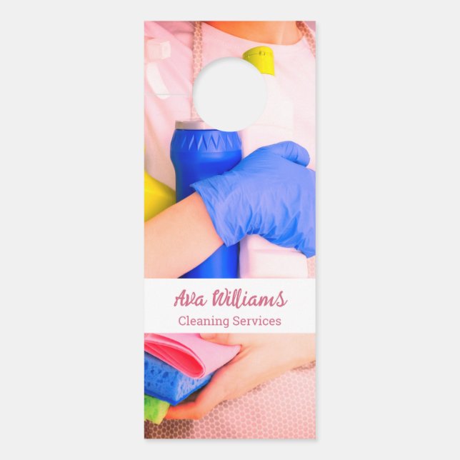 Affichette De Porte Services de nettoyage QR personnalisé (Devant)