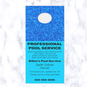 Affichette De Porte Services de pool professionnels modifiables