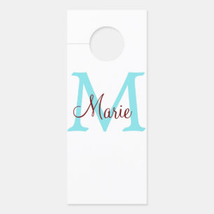 Affichette De Porte simple ajout de nom monogramme rose rouge jeton