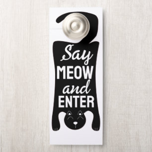 Affichette De Porte Simple Black cat Ne pas entrer