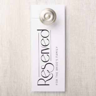 Affichette De Porte Simple Blanc Mariage Noir Réservé