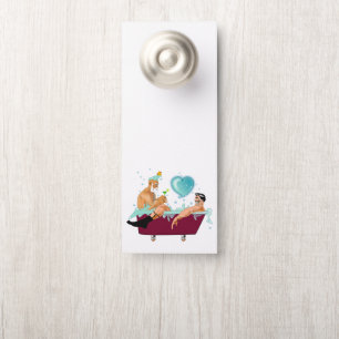 Affichette De Porte SlipperyJoe's deux gays hommes aiment la baignoire