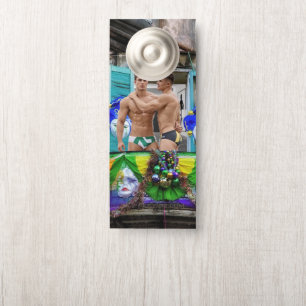 Affichette De Porte SlipperyJoe's Mardi Gras masques perles décoration