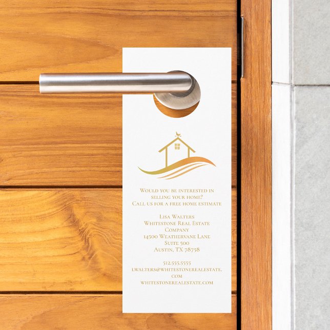 Affichette De Porte Société immobilière Gold House Logo Marketing (Créateur téléchargé)