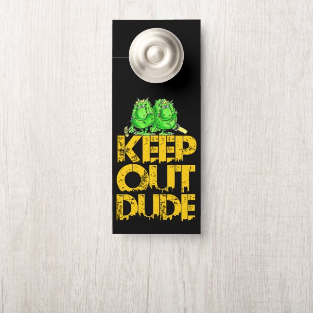 Affichette De Porte sors de Dude ! (Sur le bouton)