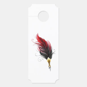 Affichette De Porte Stylo rouge en plumes avec nib or