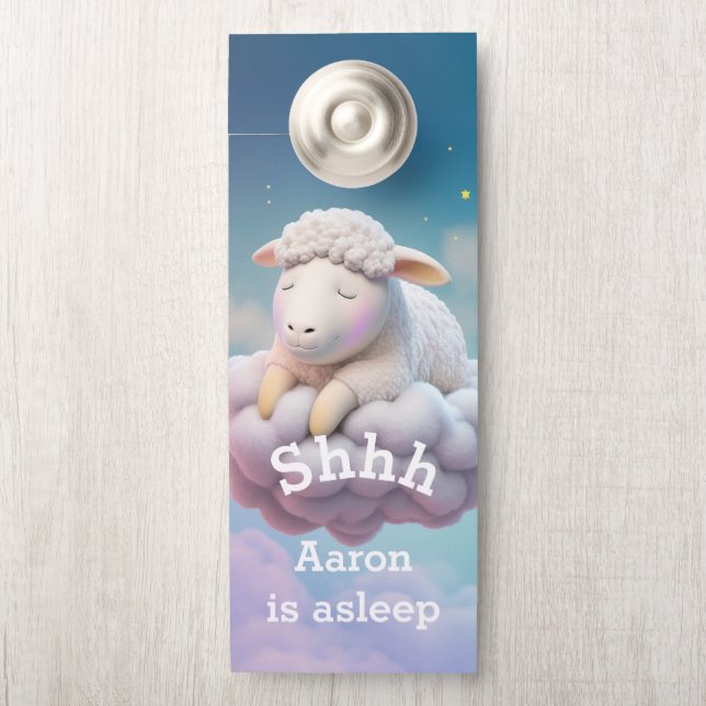 Affichette De Porte Temps De Sommeil Pour Un Agneau Bébé (Sur le bouton)