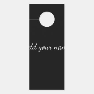 Affichette De Porte Texte de message noir uni ajouter un nom ici jeté