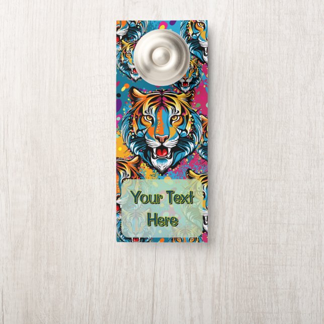 Affichette De Porte Tiger Tiger Tête arc-en-ciel teintures (Sur le bouton)