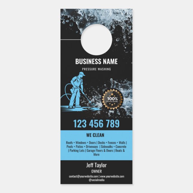 Affichette De Porte Toit de lavage à pression professionnel (Devant)