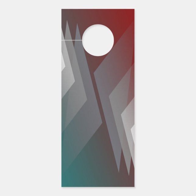 Affichette De Porte Triangles gris sur bordeaux turquoise (Devant)