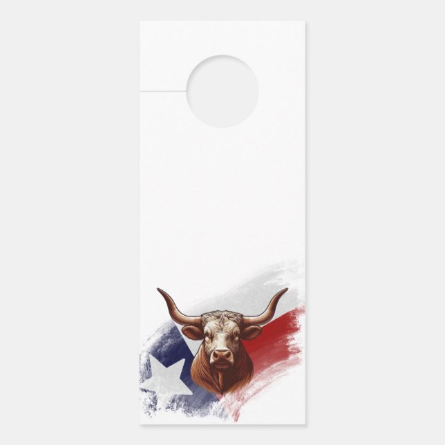 Affichette De Porte Vache longhorne du Texas (Devant)
